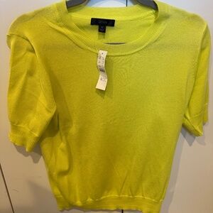 Jcrew short neon yellow sleeve sweater with tags